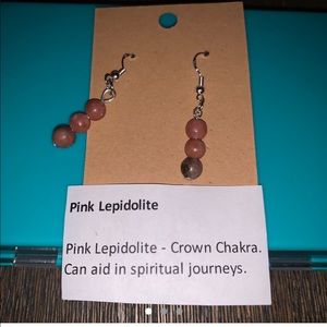 Pink lepidolite chakra earrings